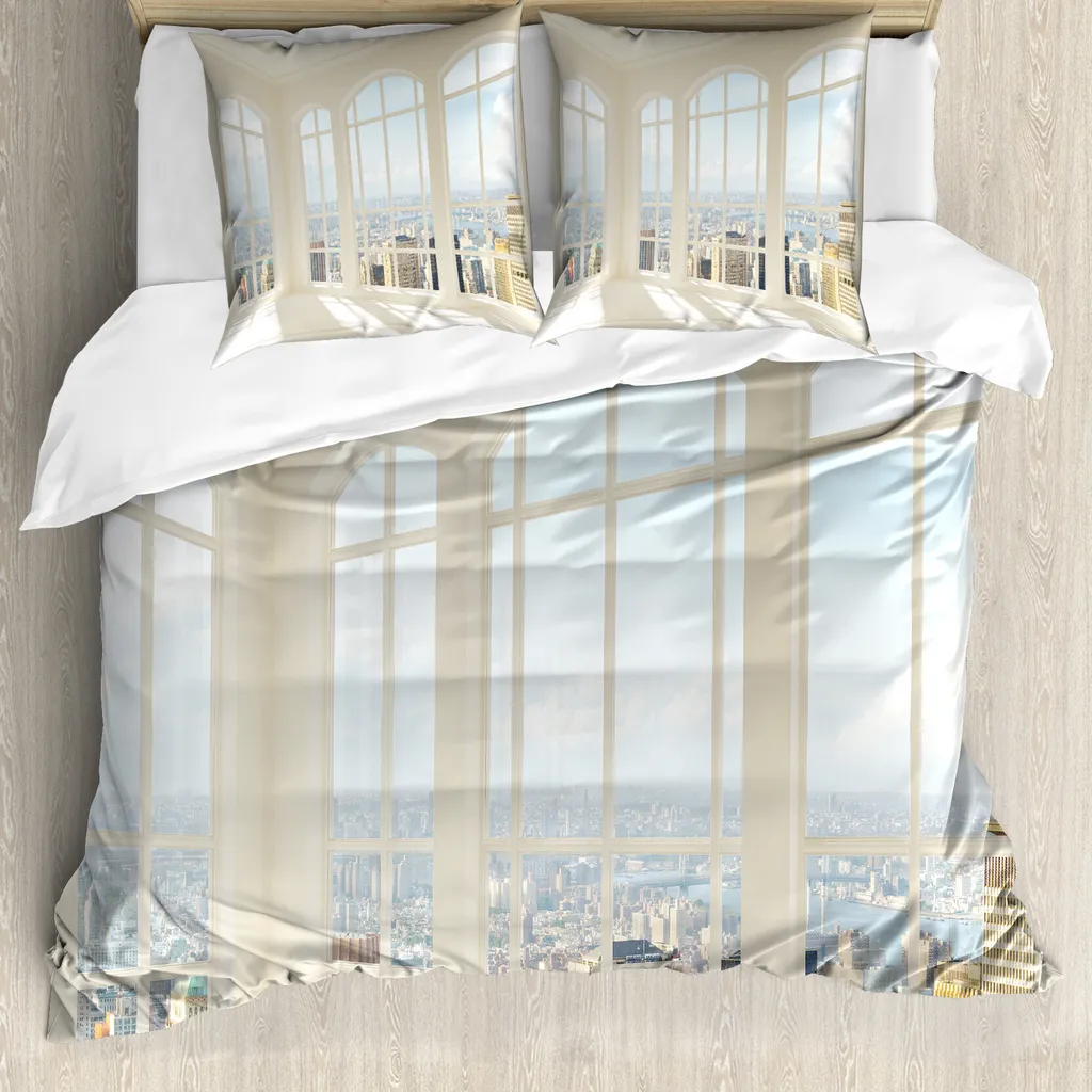 Copripiumino Moderno Bianco Azzurro 155x220 ABAKUHAUS Antiacaro