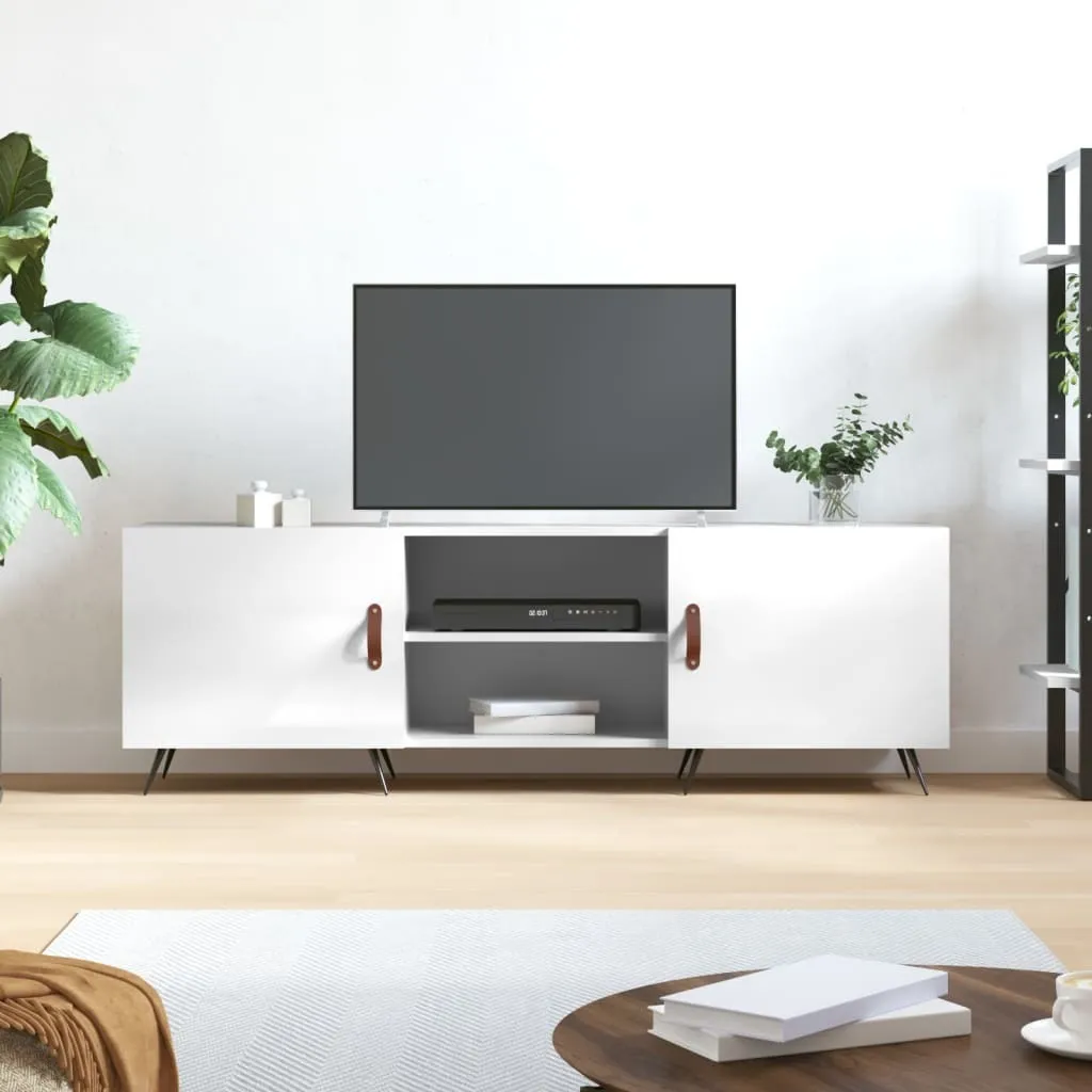 The Living Store Mobile TV bianco lucido 150x30x50 cm Materiale a base di legno