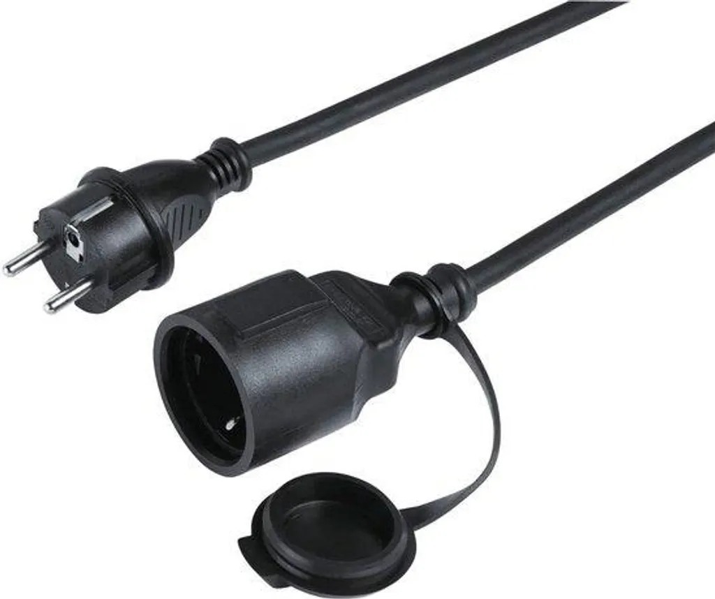 Rallonge d'extérieur robuste 250V noire avec câble souple grande portée