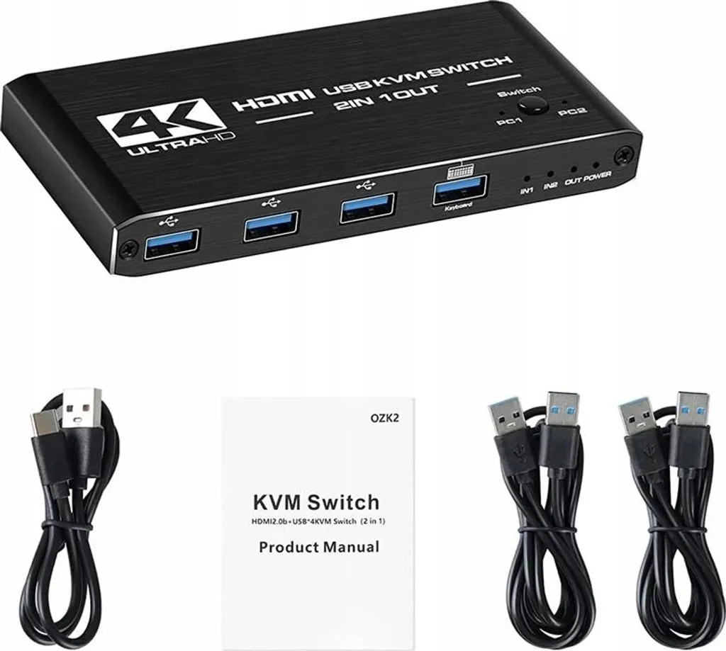 KVM Switch HDMI 2.0 pour Télétravail : 2 PC sur 1 Écran 4K avec USB 3.0 - 10