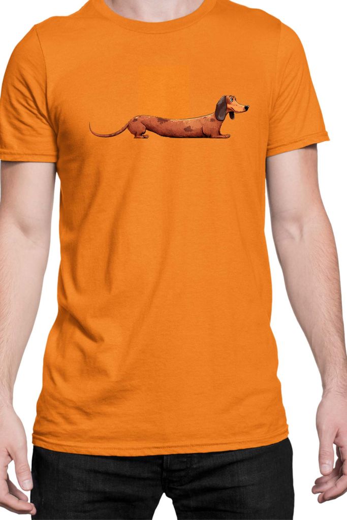Herren T-Shirt Funny Dogs Breeds Dachshund Dog Breed 020, Man S / Orange