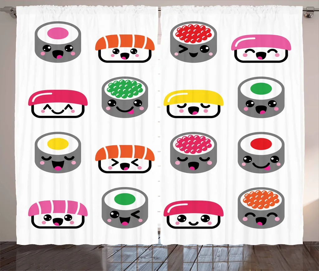 Tenda Multicolore ABAKUHAUS Sushi Kawaii Art - Decorazione 280x245cm