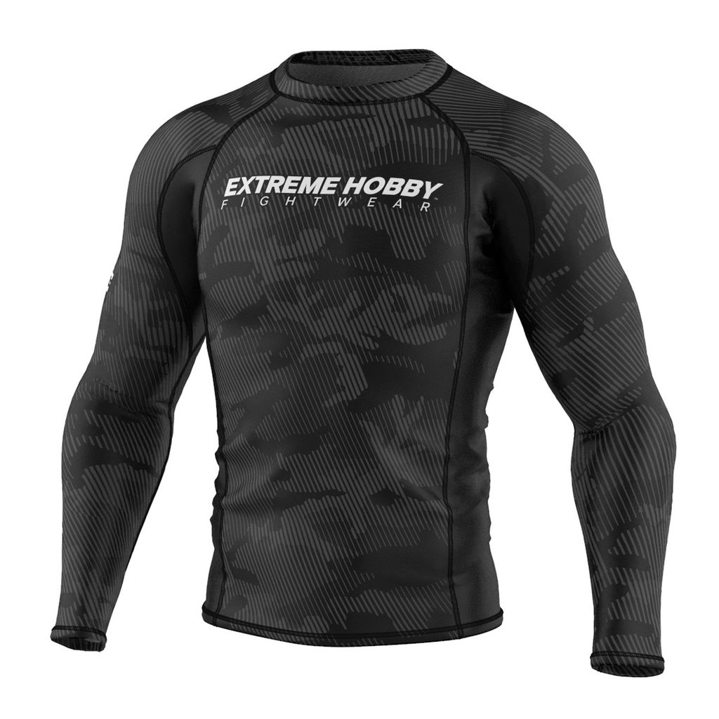 Extreme Hobby Langarm-Rashguard HAVOC REH-TECHRESPONSE, 4-Wege-Stretch-System, Crossfit, Kampfsport, Kompressionsshirt Schwarz L