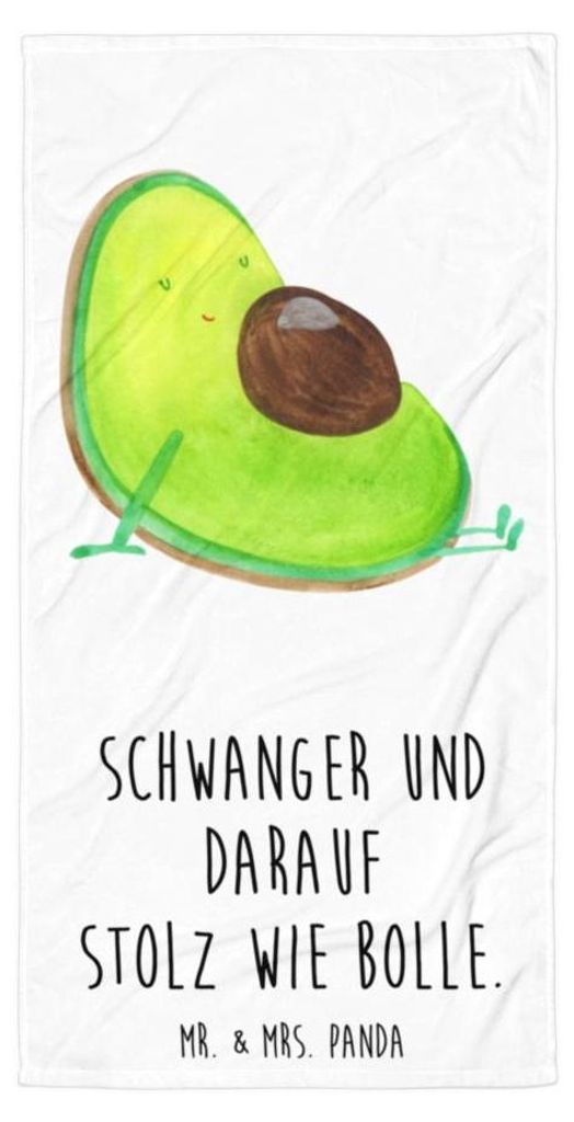 Mr. & Mrs. Panda Duschtuch Avocado Schwangerschaft - Weiß - Geschenk, Baby, Duschhandtuch, Großes Badehandtuch, Badelaken, Strandtuch, Geburt, Ha...