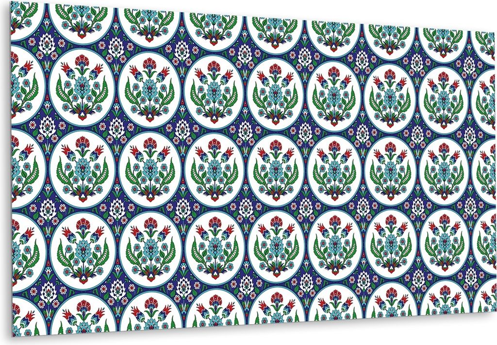 Vinyl-Fliesen – Aufkleber Sticker für Küche und Bad PVC Fliesen, Türkische Tulpen - 100 cm x 50 cm