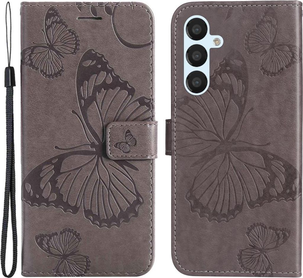 Samsung Galaxy A54 Hülle - Coverup Schmetterlinge Klapphülle - Taupe Grau