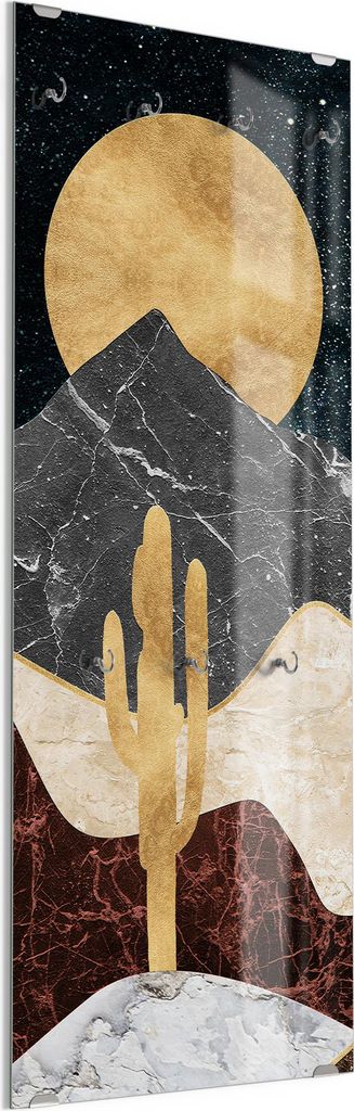 DEQORI Kleiderhaken aus Glas 50x125 cm 'Kosmische Steppe' Wand Garderobe Paneel Haken
