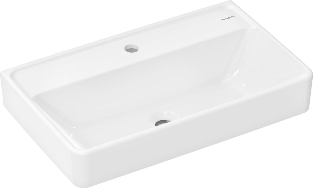 hansgrohe Xanuia Q Waschtisch Compact, mit Hahnloch und ohne Überlauf, SmartClean, 650 × 390 mm, weiß glänzend, 61130450