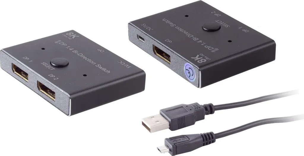 Switch DisplayPort 1.4 pour Deux Ordinateurs ou Écrans 8K S-Impuls DP