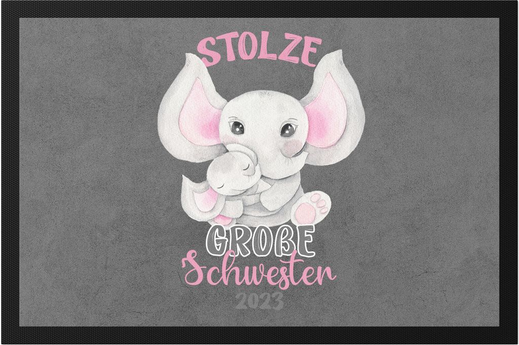 Stolze Große Schwester 2023 Fußmatte Elefanten Liebe Familie Schwesternliebe Zusammenhalt Geschwister Geborgenheit