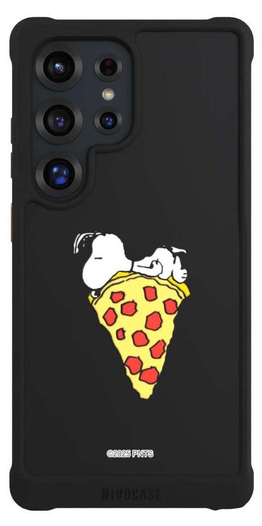 NIVOCASE Hülle für Samsung Galaxy S25 Ultra Stoßfeste Handyhülle NIVOmax Case Schwarz Pizza Peanuts Snoopy