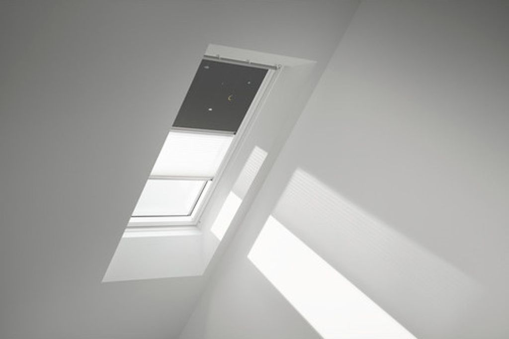 VELUX Vorteils-Set Verdunkelungsrollo Kids Mobile und Faltstore Plissee weiß manuell Rahmen aluminium DFD MK08 4665S