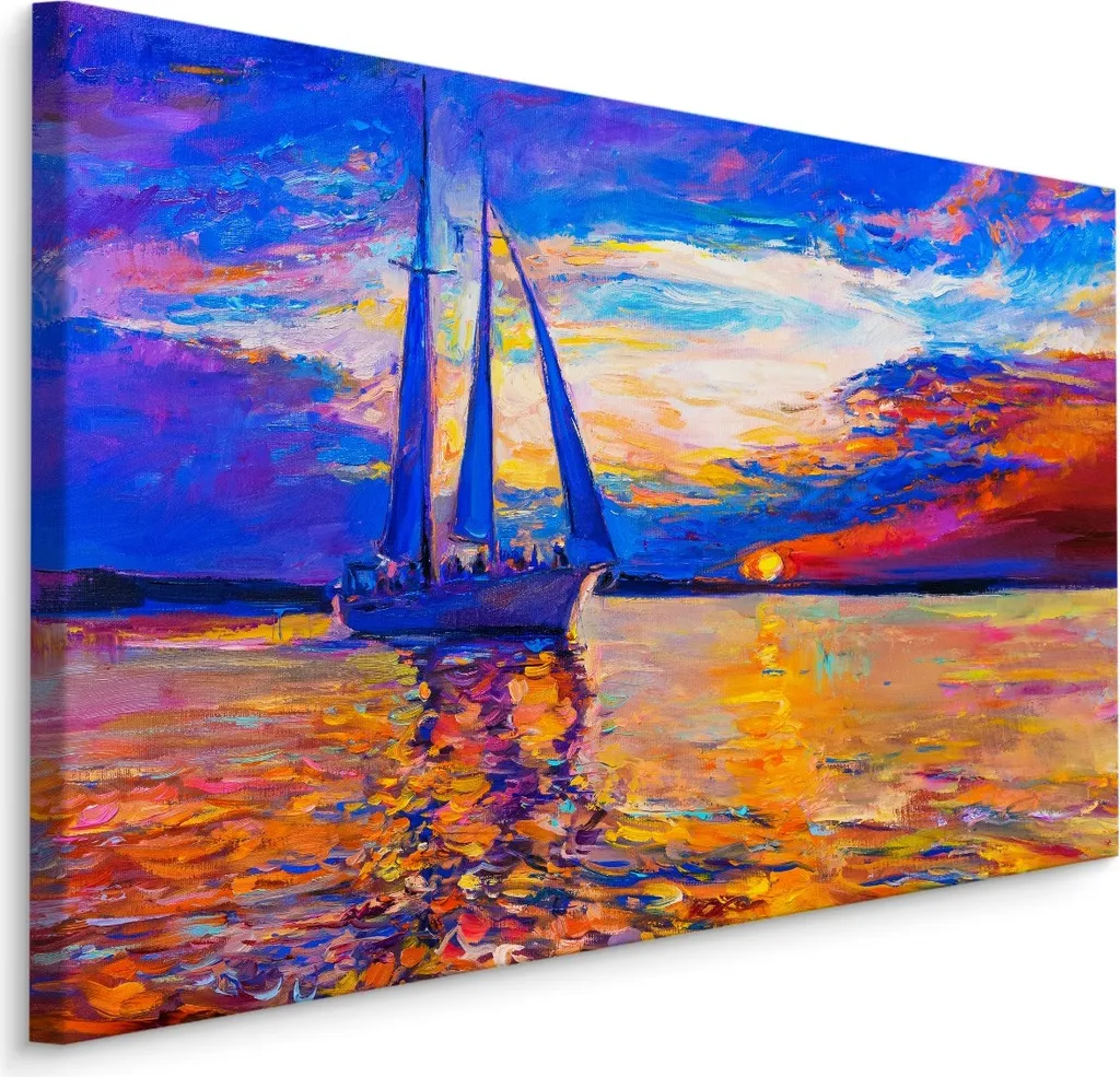 Quadro XXL Mare e Barca a Vela 70x50 - Stampa Artistica Tramonto