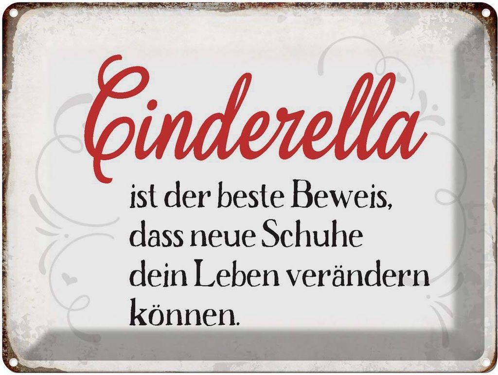 vianmo Blechschild 30x40 cm Cinderella beste Beweis Schuhe Spruch Zitat