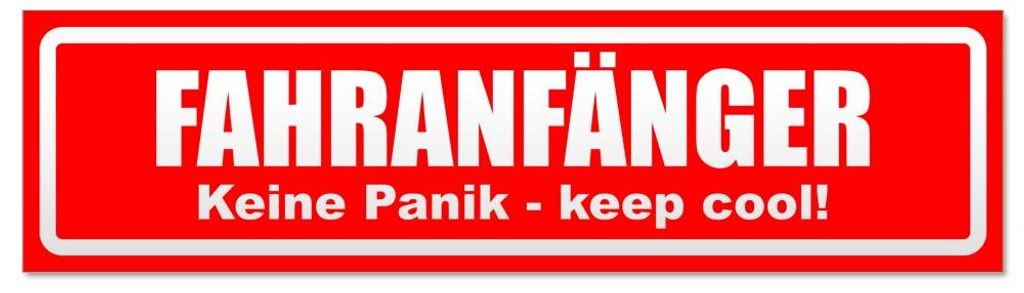 Kiwistar - Autoaufkleber - Rot - 20 x 5,3 cm - Fahranfänger. Keine Panik - Keep cool! Invertiert - Hinweis Aufkleber Sticker für Auto, Kfz, Fahrr...