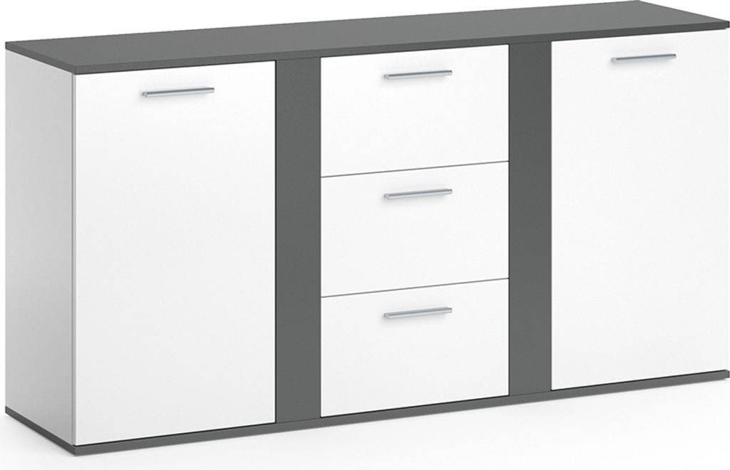Kommode Vicco Novelli Anthrazit 40 x 80 cm mit Schubladen, Model 32092