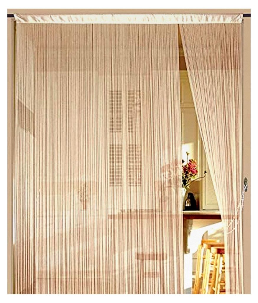 Fadenvorhang Fadenstore Fadengardine 90 cm x 240 cm Caramel