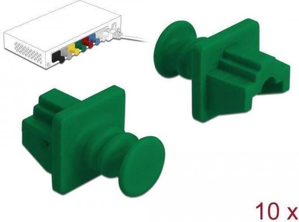 Staubschutz für RJ45 Buchse 10 Stück grün – PVC Abdeckung