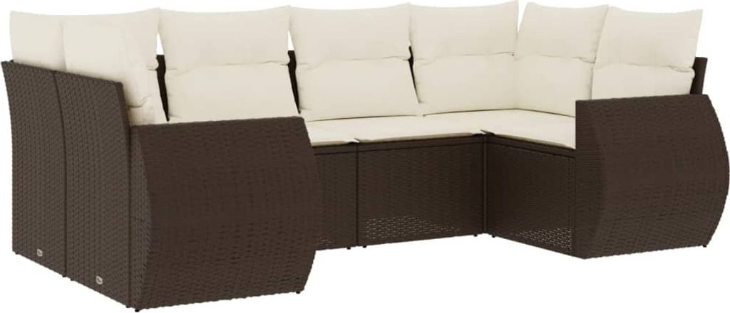 "2026 Aktion" 6-tlg. Garten-Sofagarnitur - Balkonmöbel/Loungeset - elegantes Design - mit Kissen Braun Poly Rattan - Gartensofas NeuMöbel164662
