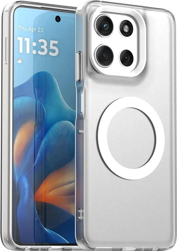 Custodia MagSafe per Motorola Moto G56 - Cover posteriore Phonesta HardFrost Semi-Trasparente - Bianco opaco