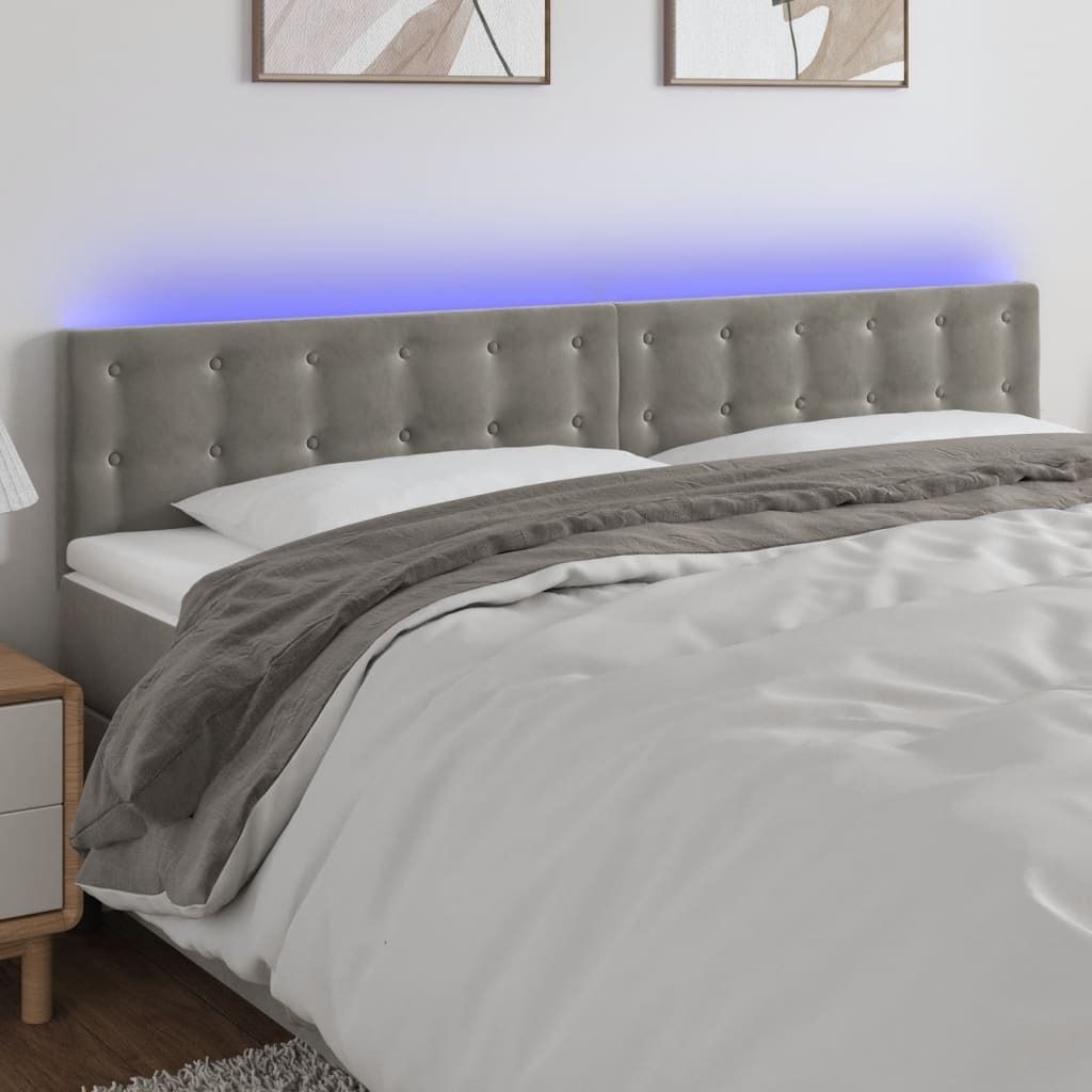 Maison Exclusive - LED Kopfteil Hellgrau 180x5x78/88 cm Samt