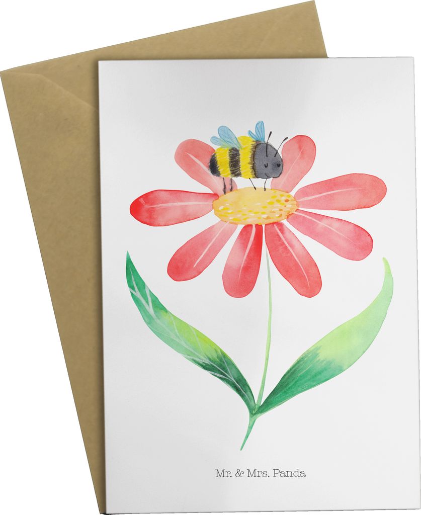 Mr. & Mrs. Panda firmungskarte Hummel Blume - Weiß - Geschenk, osterkarte, Hummeln, weihnachtskarten, glückwunschkarten, Natur, einladungskarten,...