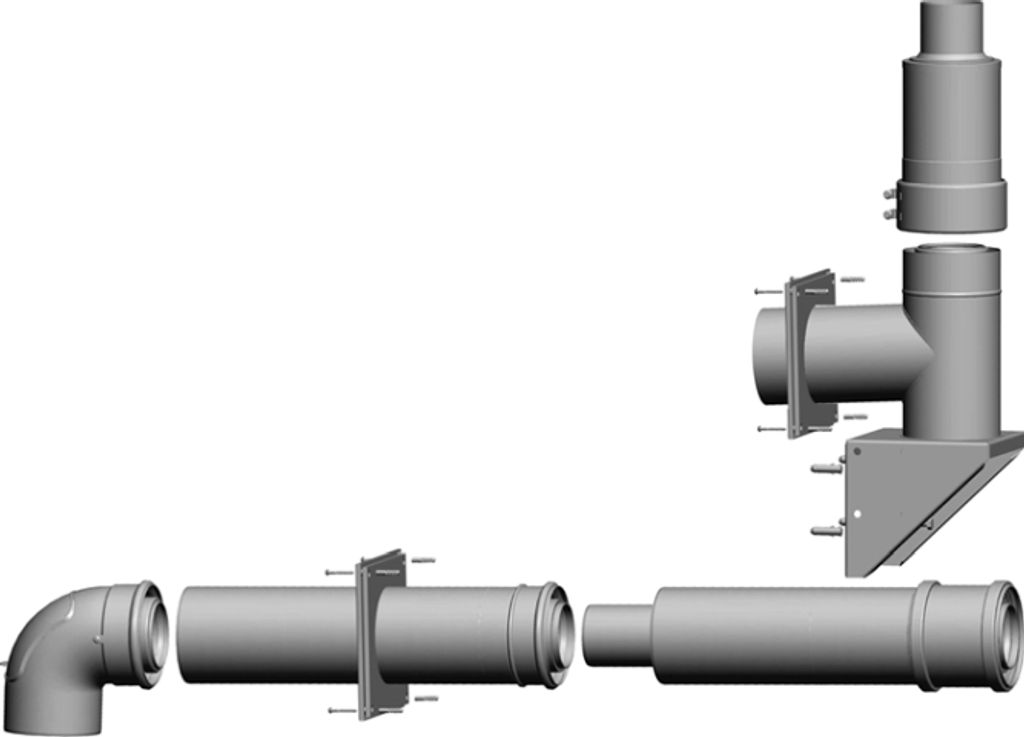 Wolf Anschluss-Set DN80/125 - C53x DN80/125 an der Fassade, raumluftunabh.