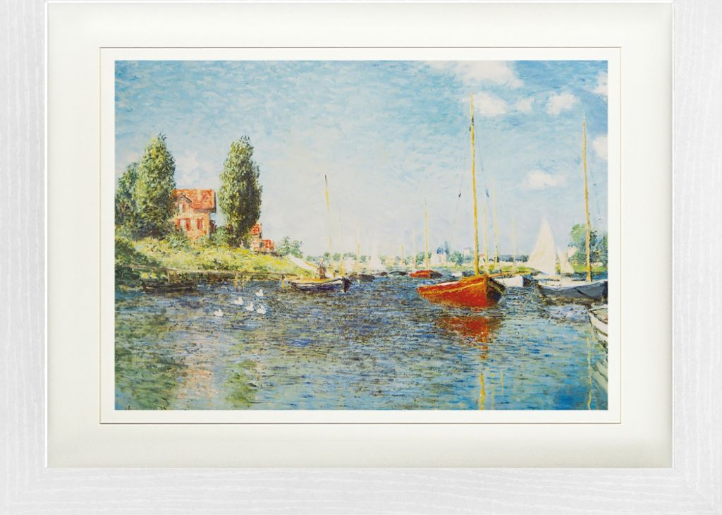 Claude Monet Gerahmtes Bild Mit Edlem Passepartout | Wand-Bilder | Im Bilderrahmen - Rote Boote Bei Argenteuil, 1875 (30 x 40 cm)