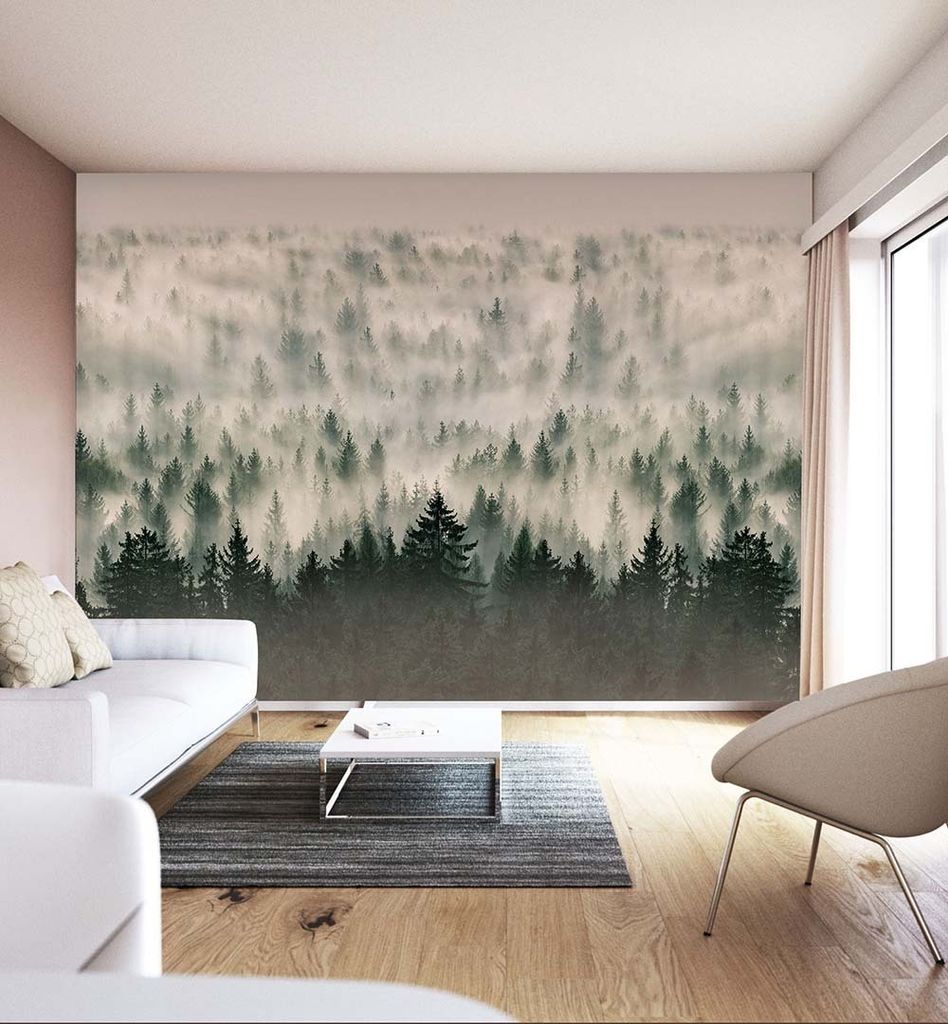 Fototapete Nebel im Wald, Material:Premium Vlies 150g/qm, Größe Tapete:455 x 260cm