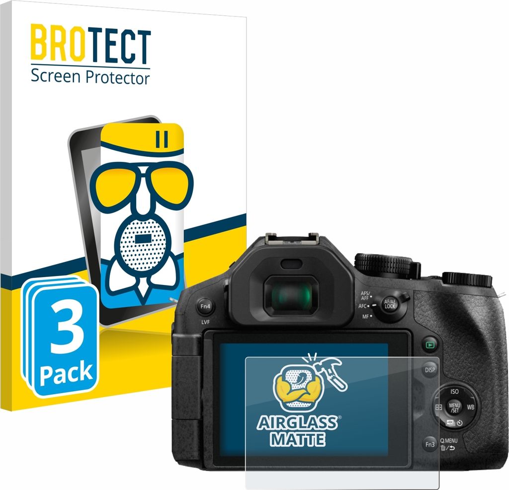 3x BROTECT Entspiegelungs Schutzglas für Panasonic Lumix DMC-FZ300 Schutzfolie Panzer Folie Glas Display Schutz matt