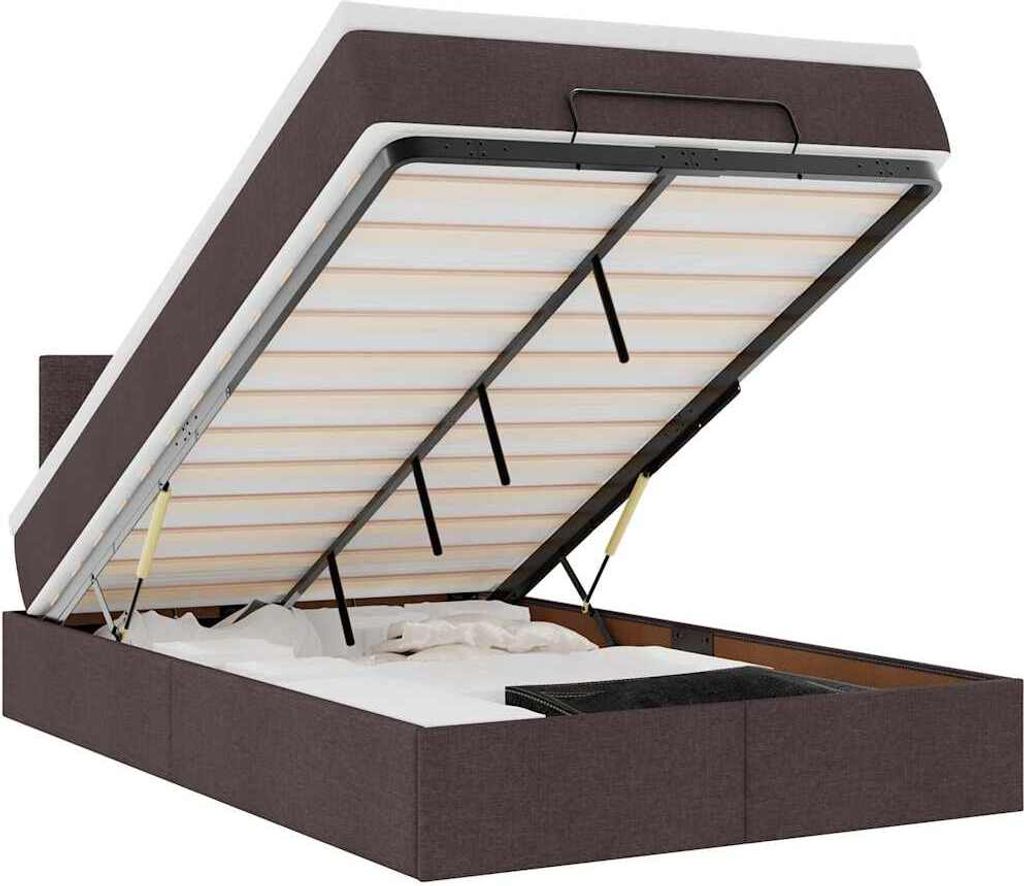 vidaXL Ottoman-Bett mit Matratze Dunkelbraun 120x190 cm Stoff