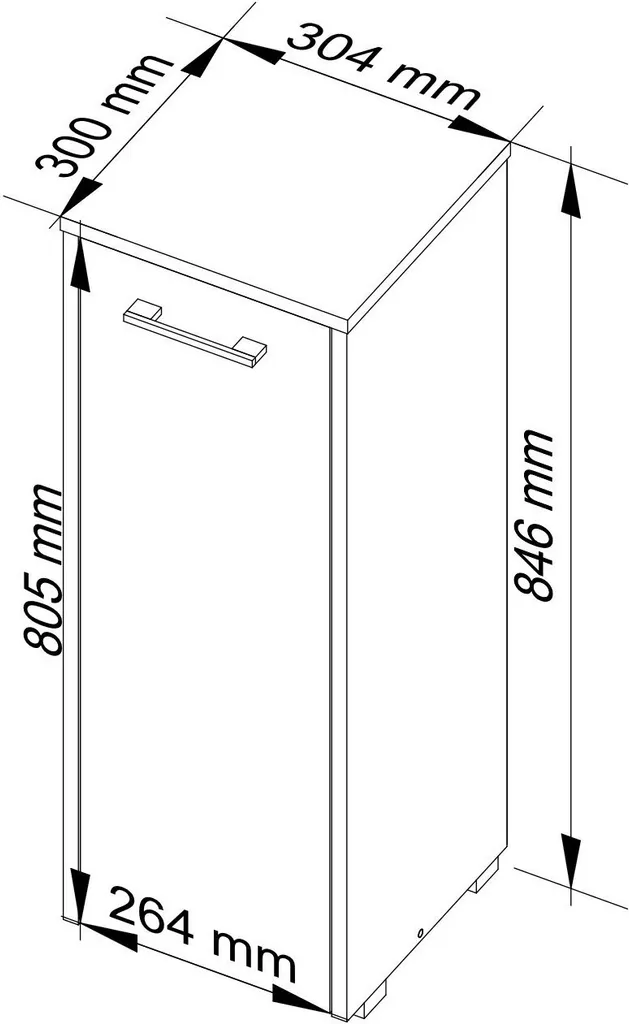 Armadio da bagno FIN S30 1D verticale bianco con ripiano - Soluzione pratica e elegante per il tuo bagno - 3
