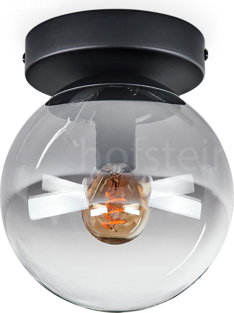 Fossobiubo Deckenlampe aus Metall/Glas in Schwarz/Rauchfarben/Klar