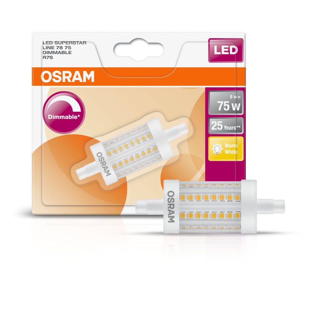 Osram Superstar Line R7s Dim, 8 W, 75 W, R7s, 1055 lm, Obrázek produktu 