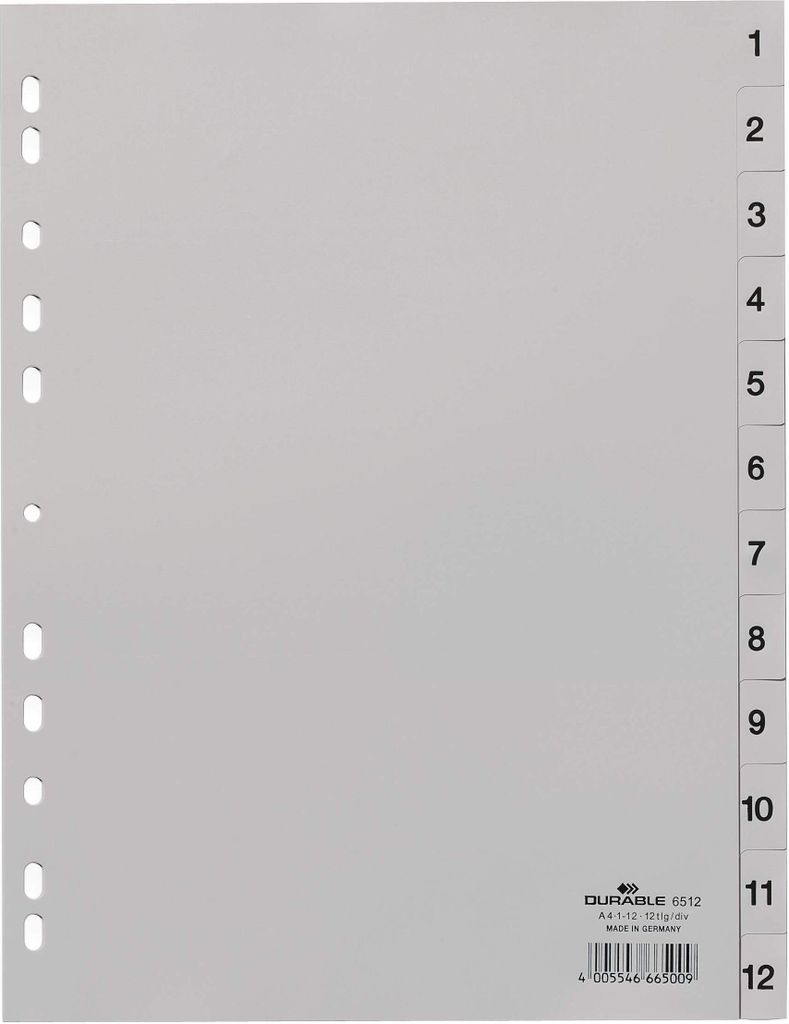 DURABLE Répertoire à chiffres A4 1-12 PP gris Image du produit 