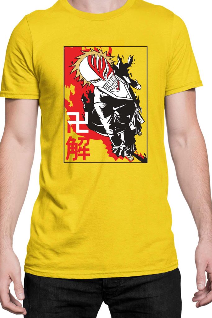 Herren T-Shirt Manga Japan Anime Comics Animation Bleach 003, Man XL / Gelb