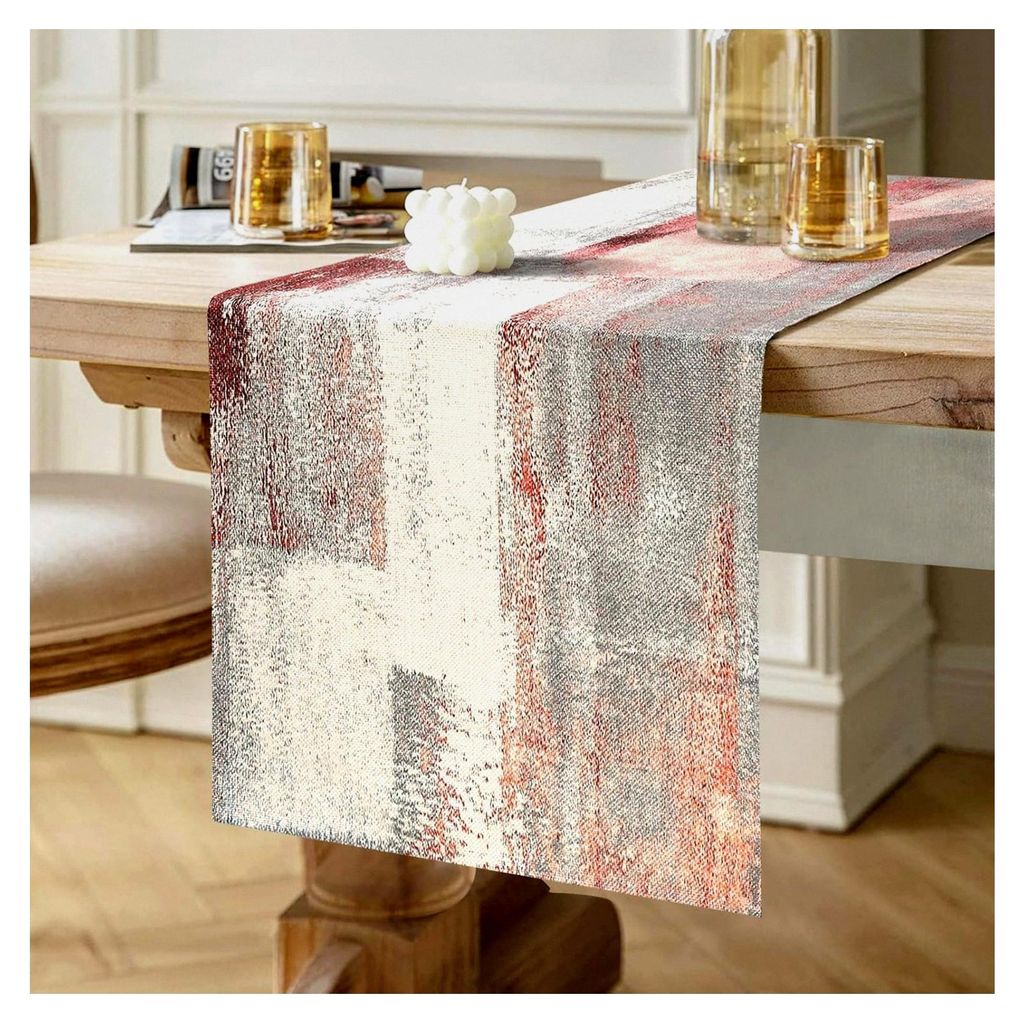 Tischläufer Hochzeit Leinen Doppelschicht Rosa und Grau 40 x 140 cm