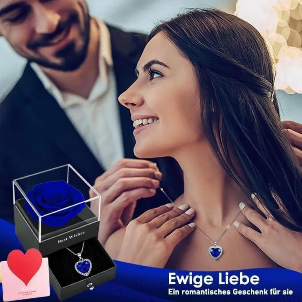 Offrez une Rose Éternelle Bleue et son Collier Argent 925 pour un Souvenir Durable - 2