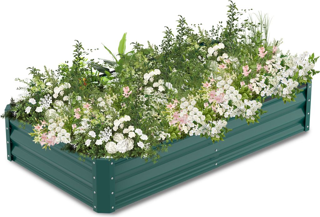 Bettizia Hochbeet Gemüsebeet Metall Pflanzbeet Pflanzkasten 160x90x30 cm Grün für Garten ideal