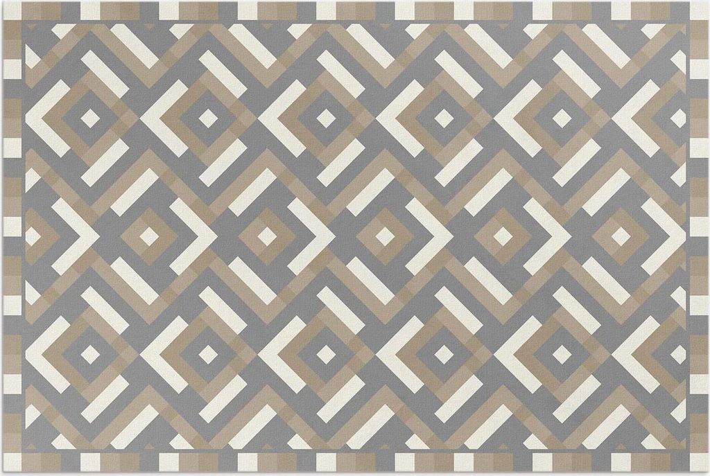 Aztekische Geometrie regelmäßiges Vintage-Boho-Muster – Vinylteppich – 80x120 cm – Outdoor Teppich – Terrasse – Wetterfest – Modern