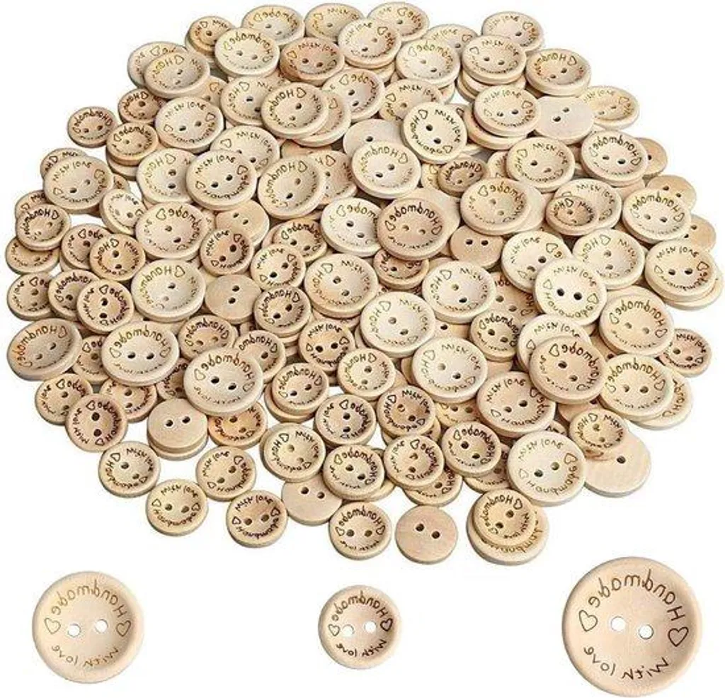 Boutons en bois multi-tailles 15-25mm résistants pour travaux de DIY