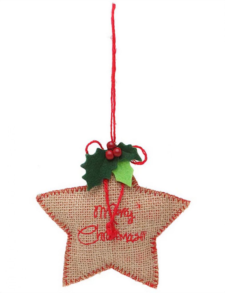 Christbaum-Schmuck Merry Christmas-Stern bunt 13 x 13 x 2 cm - Einheitsgröße