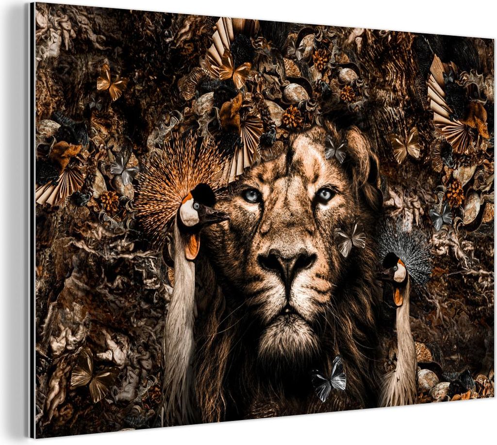 MuchoWow Wanddekoration Metall Metallbild Wandkunst 60x40 cm Collage - Tiere - Luxus MuchoWow Aluminium Gemälde - Gemälder