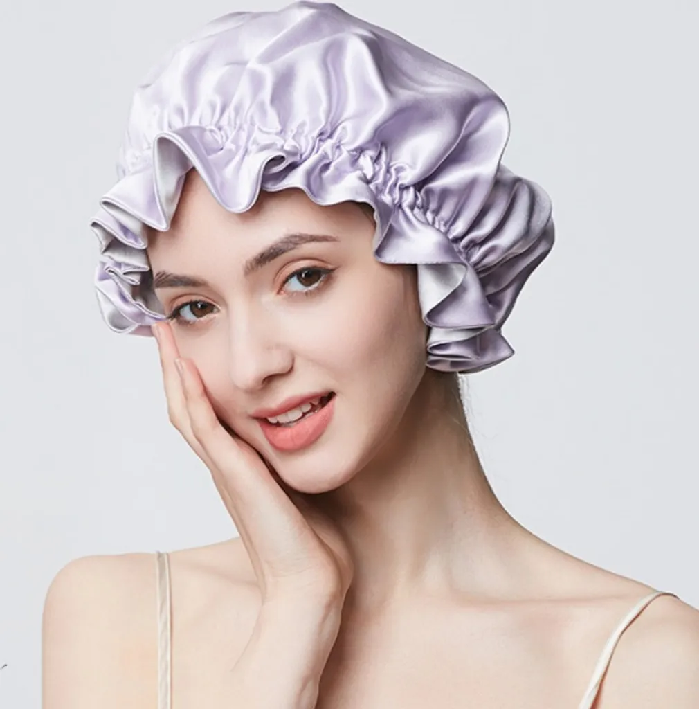 INF Bonnet de nuit 100 % soie de mûrier Le Noir Pur Taille Ajustable - 3