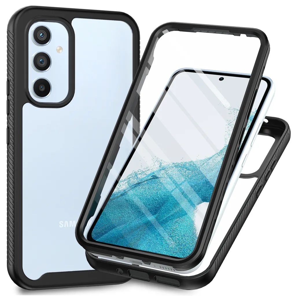 Custodia per Samsung Galaxy A54 5G, paraurti con protezione dello schermo integrata a 360° custodia protettiva per tutto il corpo nero