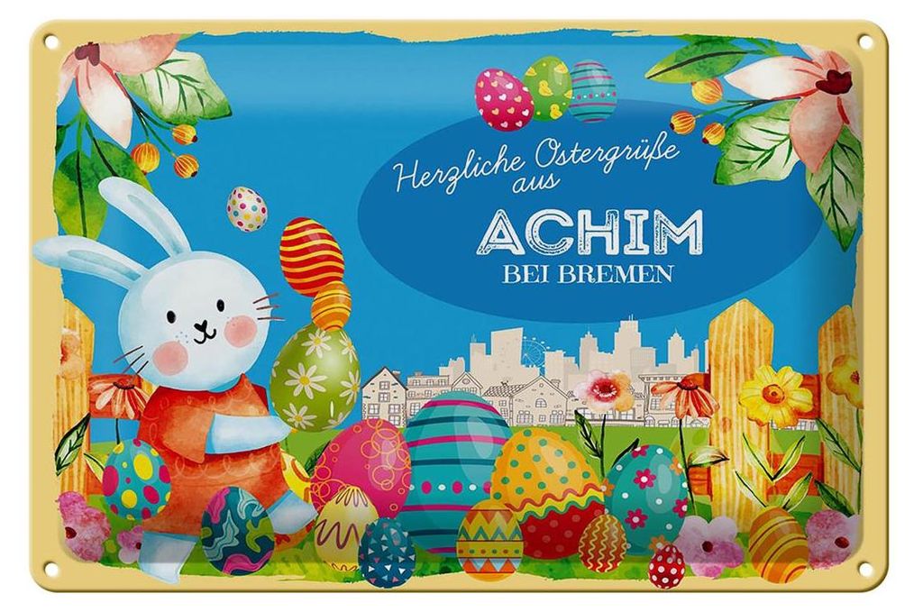 Blechschild Ostern Ostergrüße 30x20cm ACHIM BEI BREMEN