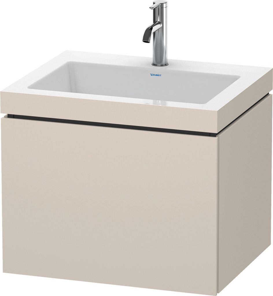 Waschtischunterbau L-CUBE m WT Vero Air 500x600x480mm 1 HL ta smat 1 Hahnloch taupe supermatt