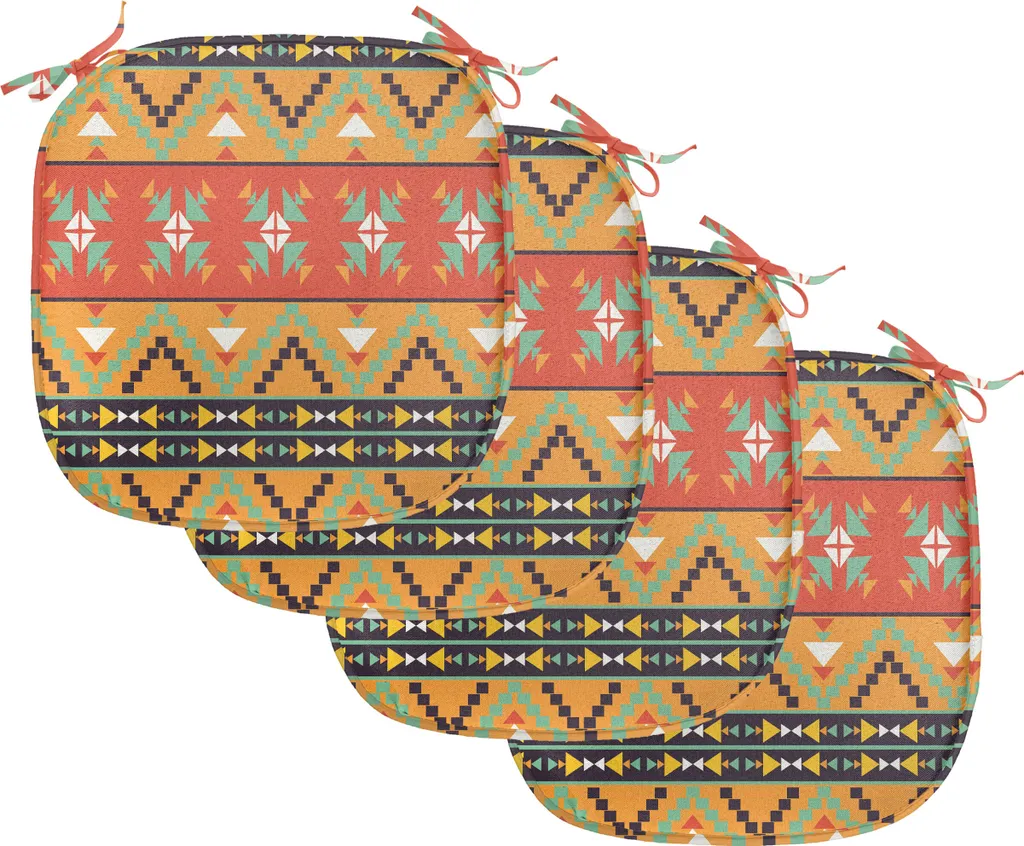 ABAKUHAUS Lot de 4 Coussins de Chaise Ethniques Aztèques 40x40 Orange