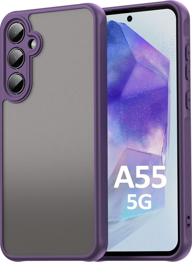 Handyhülle für Samsung Galaxy A55 Matt Stoßfest Schutzhülle Back cover in Lila