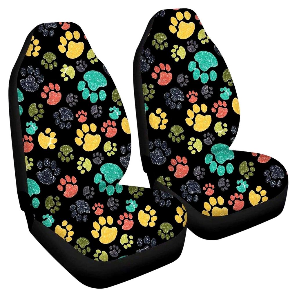 Full Set 2 Stück für Frauen Damen Niedliche Autositzbezüge Niedliche Hundepfote Fußabdruck Vordersitzbezug Auto Protector Mats, Universal Fit